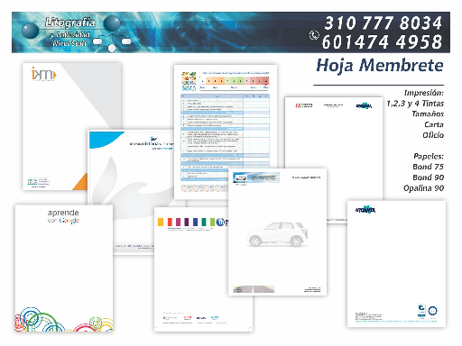 Impresión de hojas membrete